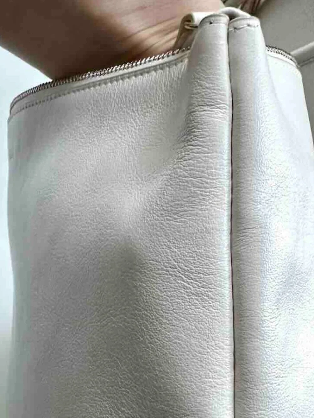 NWT Leatherology Full Grain Italian Leather Large Accessory Pouch Ivory Smooth